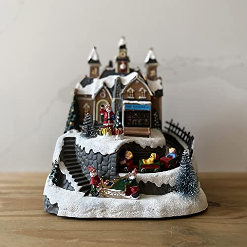 Santa Christmas Scene Ornament: Lights, Train, Sound