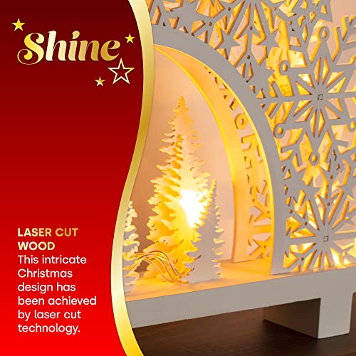 Wooden Christmas Candle Bridge with Snowflake Decoration