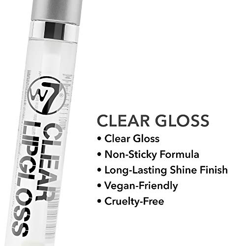 W7 Lip Gloss Wand - Soft Clear Liquid Gloss - Non-Sticky, High-Shine Finish - 2 Pack