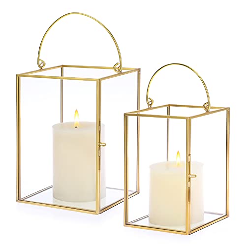 Christmas Glass Hurricane Candle Holders - Set of 2