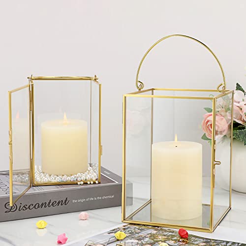 Christmas Glass Hurricane Candle Holders - Set of 2