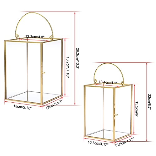 Christmas Glass Hurricane Candle Holders - Set of 2