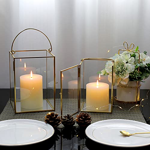 Christmas Glass Hurricane Candle Holders - Set of 2