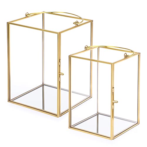 Christmas Glass Hurricane Candle Holders - Set of 2