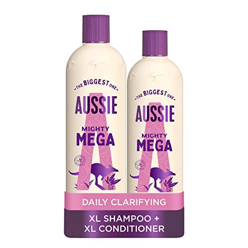 Aussie Mega Shampoo and Conditioner Set For Dry Damaged Hair, Vegan Shampoo And Conditioner, Silicone Free, Cruelty Free, XL VALUE PACK, 1145ml, (Pack of 2)