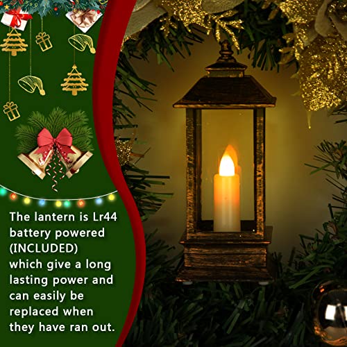UPSINGK Christmas Wreaths, 16 Inch Door Wreaths with Hanger and Lantern,Baubles, Berries and Bows, Artificial Christmas Garland for Front Door Holiday Festival Indoor Outdoor Decor