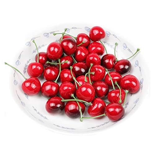 50 Pcs Fake Cherry Artificial Fruits Model Fruit Vase Filler Food Toy Fruit Model Photography for Christmas Party & Room Decoration