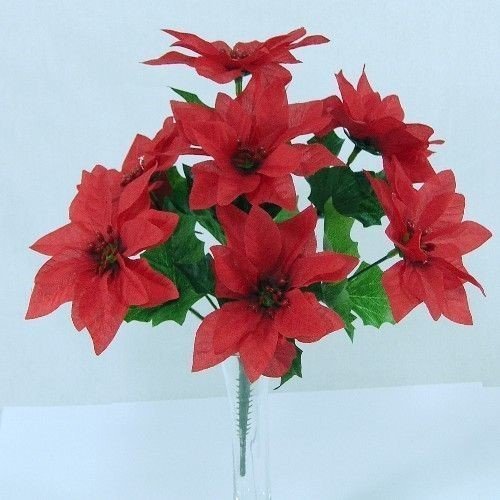 Festive Poinsettia Bush - 7 Blooms (Red, 12)