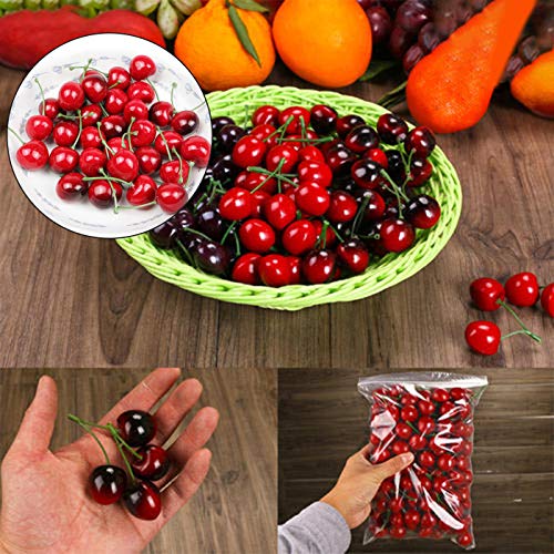 50 Pcs Fake Cherry Artificial Fruits Model Fruit Vase Filler Food Toy Fruit Model Photography for Christmas Party & Room Decoration
