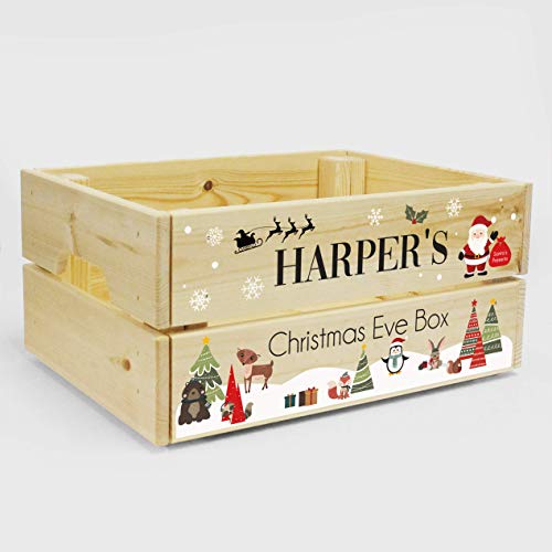 Personalised Children's Christmas Eve Crate, Wooden Christmas Eve Box For Kids