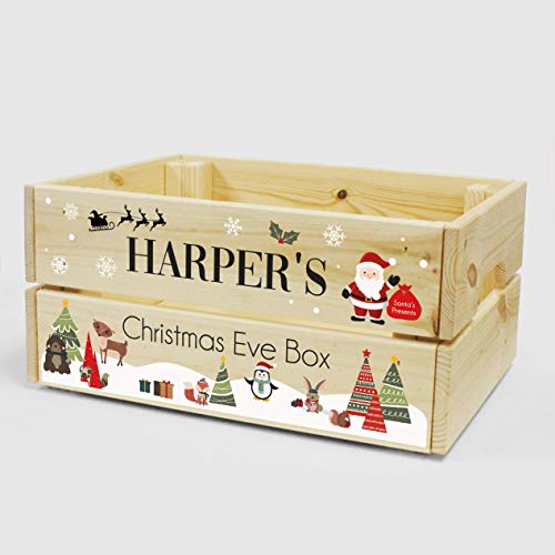 Personalised Children's Christmas Eve Crate, Wooden Christmas Eve Box For Kids