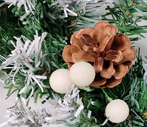 Artificial Christmas Garland Snow Tipped Effect Berry & Pine Cone Green Fireplace Staircase Garland Festive Decoration 2.7M