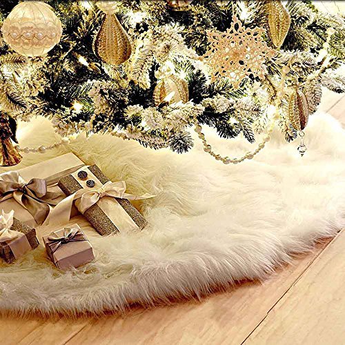 Faux Fur Christmas Tree Skirt - Snow White (78CM)