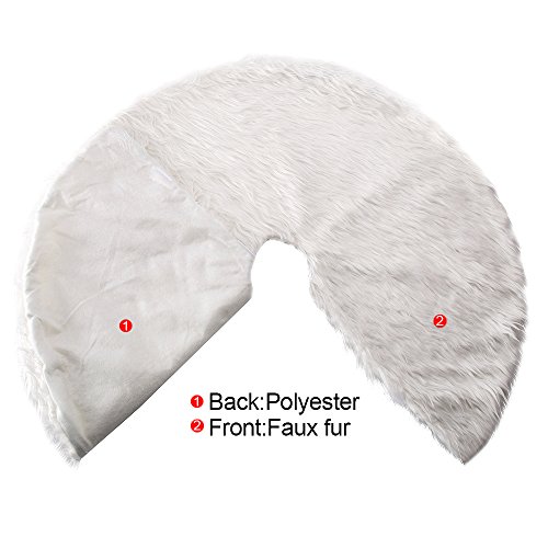 everso Faux Fur Christmas Tree Skirt with Round Trim Snow White Christmas Decorations Xmas Holiday Tree Skirts (90CM)