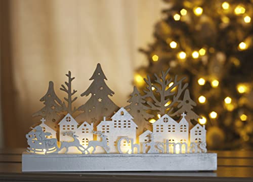 Rustic LED Christmas Village Ornament - Festive Table Centerpiece