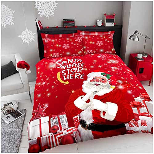 Santa Claus Stop Here Christmas Duvet Cover Set