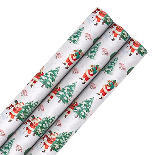 Christmas Santa and Tree Wrapping Paper Bundle - 3 Rolls