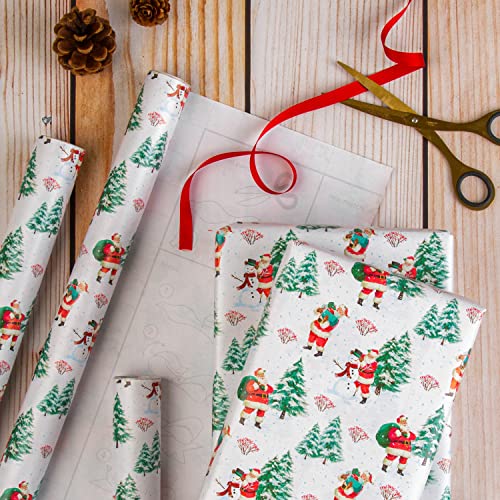 Christmas Santa and Tree Wrapping Paper Bundle - 3 Rolls