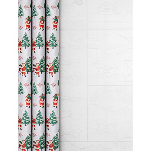Christmas Santa and Tree Wrapping Paper Bundle - 3 Rolls