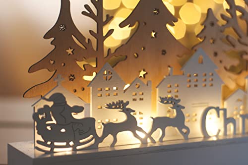 Rustic LED Christmas Village Ornament - Festive Table Centerpiece