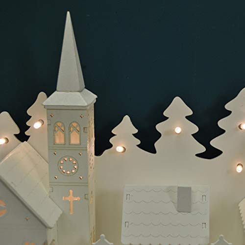 Pre-Lit White Wooden Christmas Village Decoration