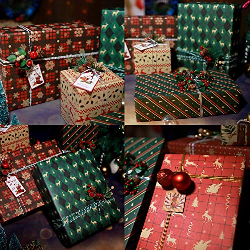 Larcenciel Reusable Christmas Wrapping Kit, 8 Eco-friendly Sheets