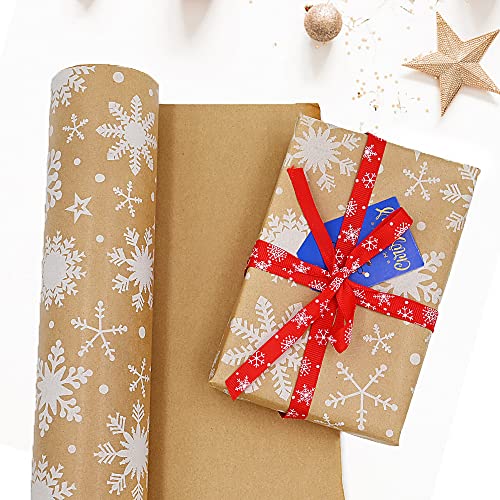 White Snowflake Wrapping Paper Roll | 15m x 44cm