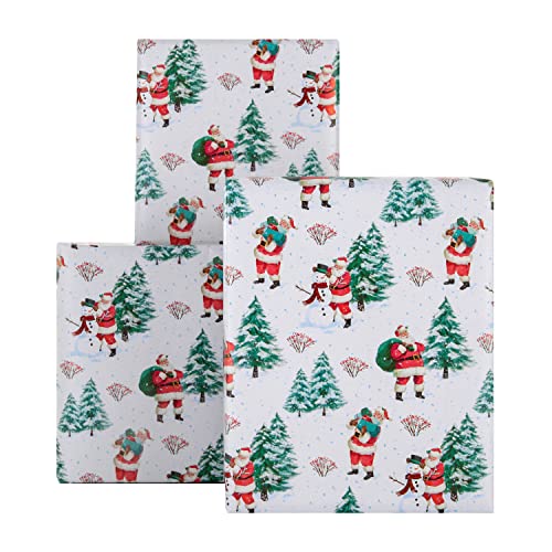 Christmas Santa and Tree Wrapping Paper Bundle - 3 Rolls
