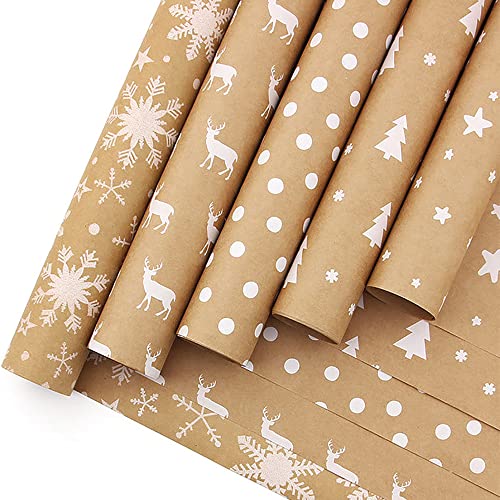 White Snowflake Wrapping Paper Roll | 15m x 44cm