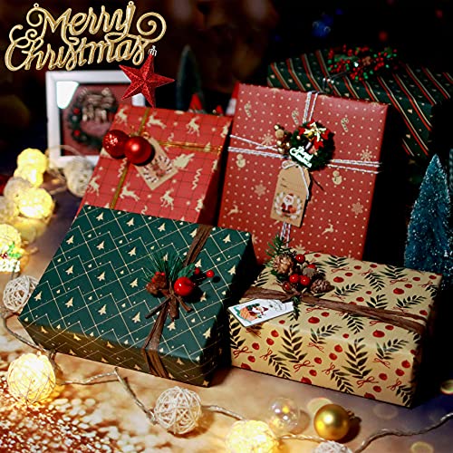 Larcenciel Reusable Christmas Wrapping Kit, 8 Eco-friendly Sheets