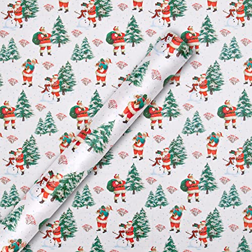 Christmas Santa and Tree Wrapping Paper Bundle - 3 Rolls