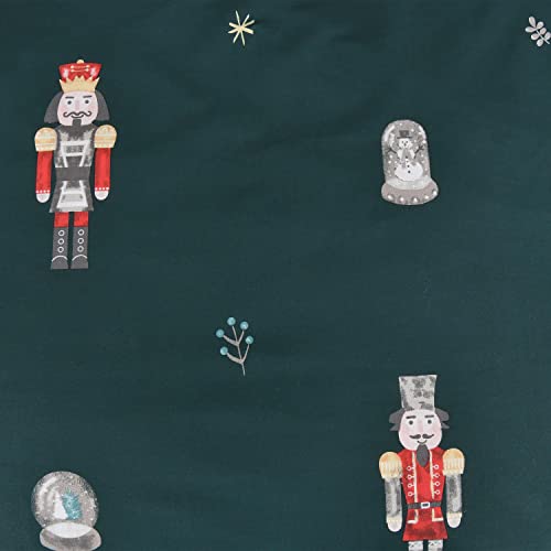 Sleepdown Xmas Nutcracker Green Wine Festive Reversible Duvet Cover Quilt Bedding Set with Pillowcases Soft Easy Care Bed Linen - King (230cm x 220cm)