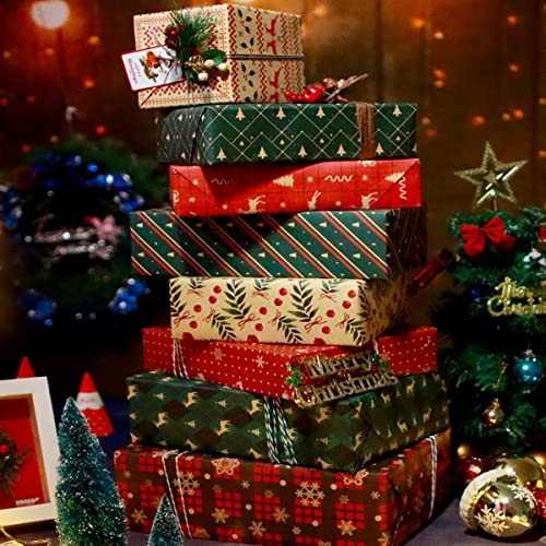 Larcenciel Reusable Christmas Wrapping Kit, 8 Eco-friendly Sheets