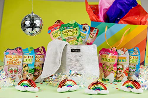  7th Heaven 'Pamper and Party' Face Mask Gift Set - 10 Moisturising and Cleansing Beauty Skin Care Masks, Silver Cosmetic Bag and Soft Cleansing Face Cloth