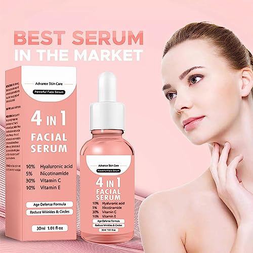 Serum for Face,Skincare Serum with 4IN1 Anti Aging Serum,Skin Care Sets & kits Women Men,Skin Care Brightening Wrinkle Facial Serum Kit with Cleanser-Essence Serum-Cream (4IN1 Serum Set)