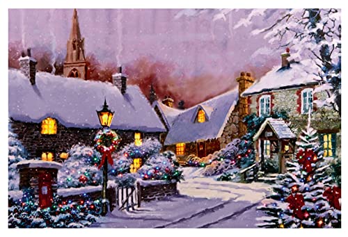 Premier Large Fibre Optic LED Light Up Christmas Canvas Picture 60cm x 40cm Snow Winter Festive Scene