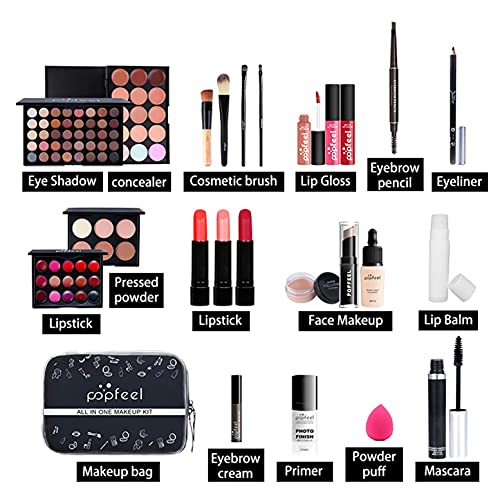 Makeup Gift Set Complete Starter Makeup Kit Lip Gloss Concealer Eyeshadow Palette Highly Pigmented for Teenage Girls & Adults