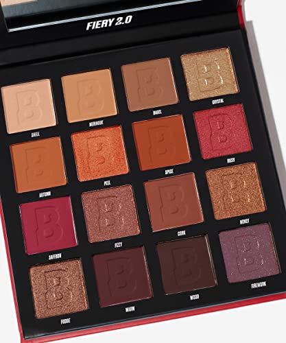 BEAUTY BAY Fiery 16 Piece Colour Eyeshadow Palette Gift Set - Make Up Beauty Products - Vegan Gifts for Teenage Girls - PETA Certified Cruelty Free - Matte & Shimmer - Pink, Bronze, Red, Orange
