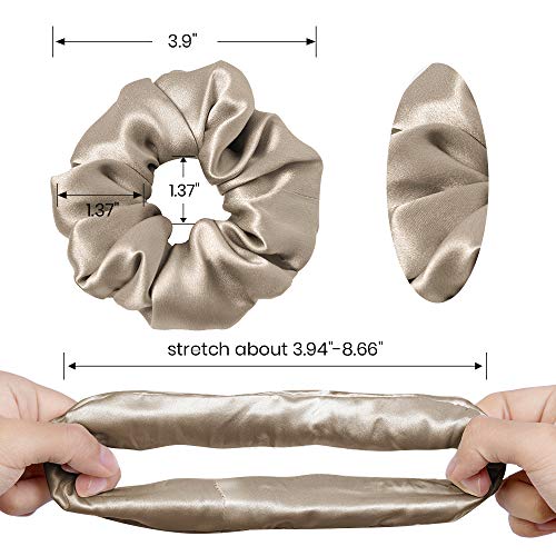 LILYSILK Silk Hair Scrunchies for Frizz Prevention, 100% Mulberry Silk Hair Ties for Breakage Prevention, Elastic ponytail Holders(Coffee, 2Pcs)