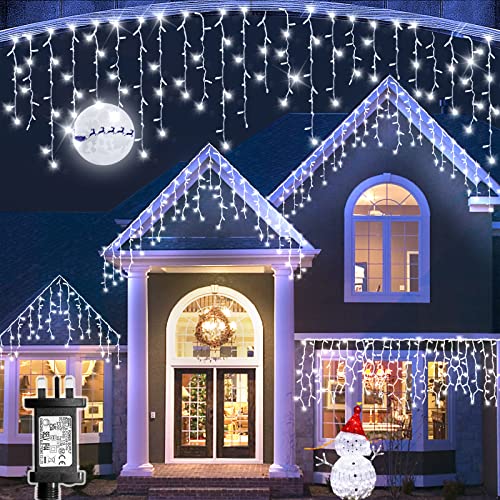 Icicle outdoor christmas lights,120 LED 4.5m/14.76ft Plug in Window Lights Christmas Decor,Christmas Lights for Windows With 8 Modes Waterproof,Holiday Lighting for Christmas Window Decorations