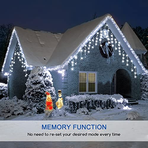 Icicle outdoor christmas lights，120 LED 4.5m/14.76ft Plug in Window Lights