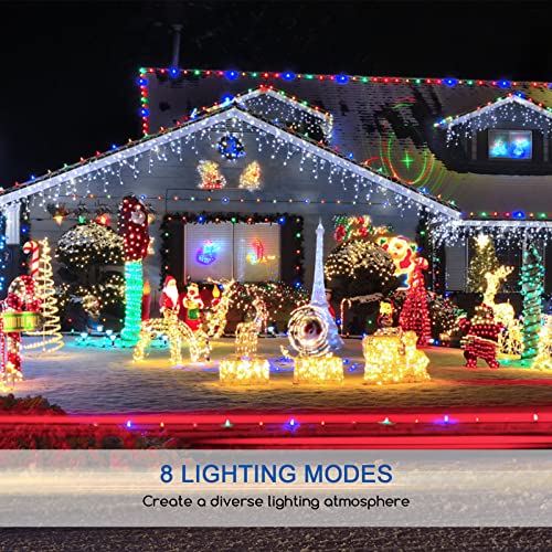 Icicle outdoor christmas lights，120 LED 4.5m/14.76ft Plug in Window Lights