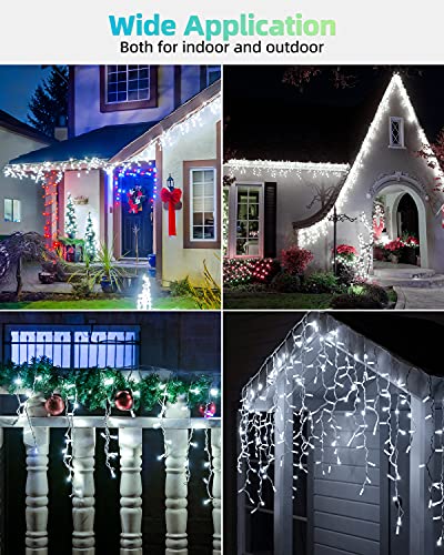 Icicle Lights Outdoor, LIGHTNUM 14m/45.93ft 360 LEDs Fairy Lights Plug in, Cool White