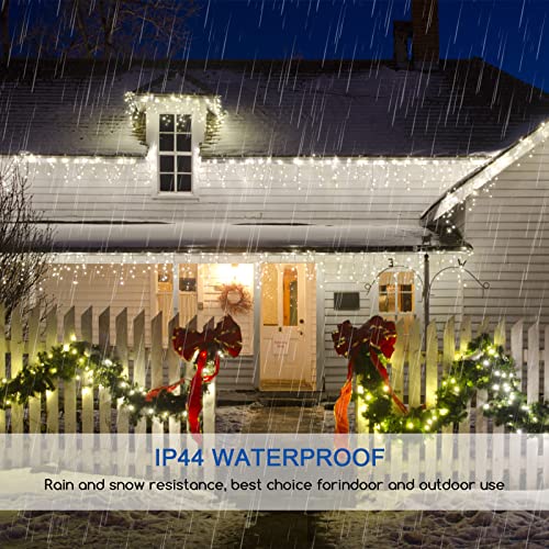Icicle outdoor christmas lights，120 LED 4.5m/14.76ft Plug in Window Lights