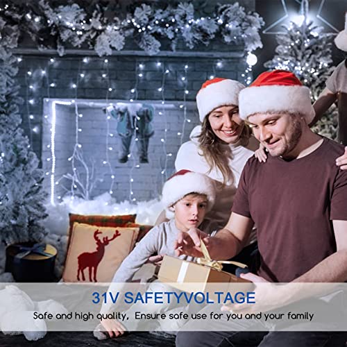 Icicle outdoor christmas lights，120 LED 4.5m/14.76ft Plug in Window Lights