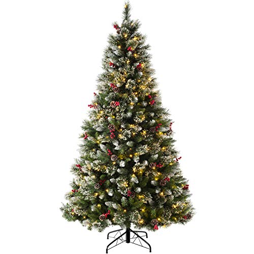 Victorian Snow Coated, Berries & Cones Christmas Tree