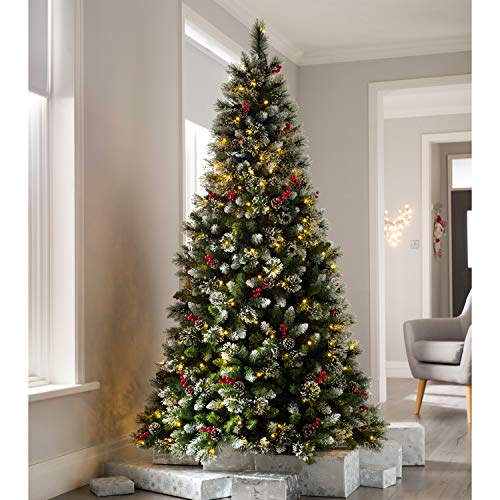 Victorian Snow Coated, Berries & Cones Christmas Tree