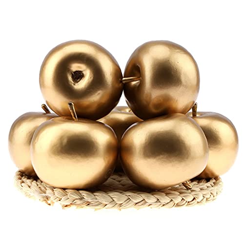 Gresorth 6 PCS Artificial Gold Apple Fake Apples Fruit Home Party Christmas Decoration