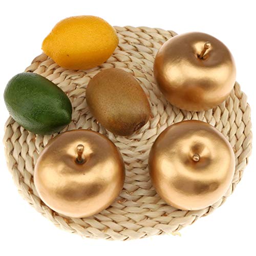 Gresorth 6 PCS Artificial Gold Apple Fake Apples Fruit Home Party Christmas Decoration