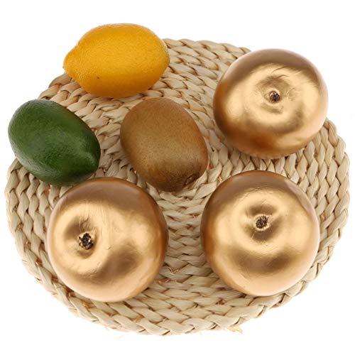Gresorth 6 PCS Artificial Gold Apple Fake Apples Fruit Home Party Christmas Decoration